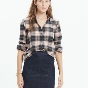 Women's Plaid Button Down Shirt - Black and Pink Flannel